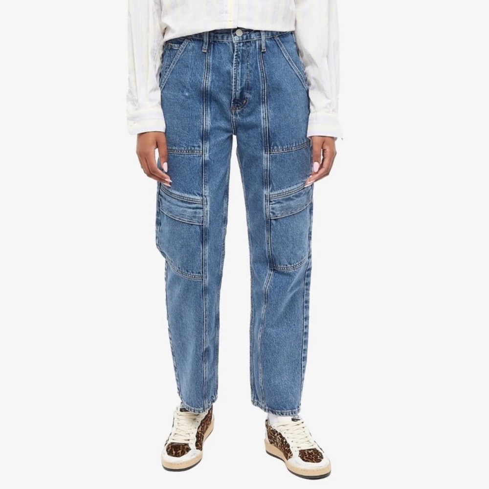 Agolde Cooper Cargo Jeans sz 23 high rise straight leg blue